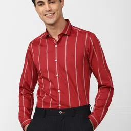 SIMON CARTER LONDON Slim Fit Opaque Striped Pure Cotton Casual Shirt-image-24