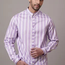 CLUBHAVANA Comfort Classic Fit Striped Button-Down Collar Cotton Casual Shirt-43