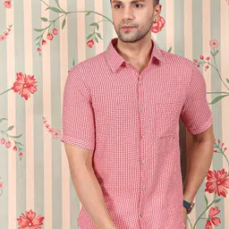 Ode by House of Pataudi Comfort Opaque Striped Cotton Casual Shirt-image-34