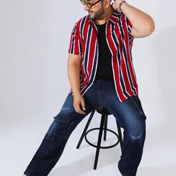 Instafab Plus Men Comfort Opaque Striped Casual Shirt-image-25