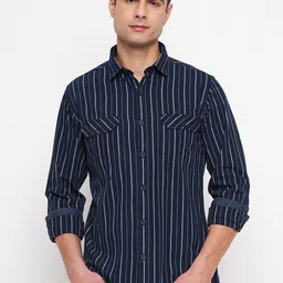 Duke Slim Fit Vertical Striped Cotton Casual Shirt-image-20