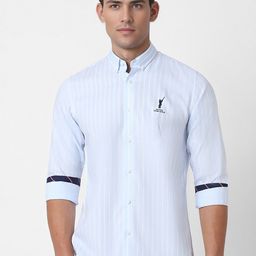 Peter England Casuals Button Down Collar Long Sleeves Slim Fit Opaque Striped Casual Shirt-image-98