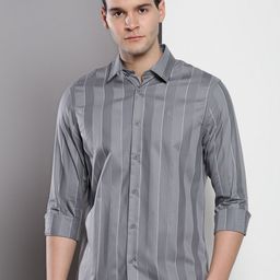Calvin Klein Striped Slim Fit Opaque Cotton Casual Shirt-image-1