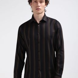 Calvin Klein Men Vertical Striped Spread Collar Slim Fit Casual Shirt-picture-12