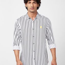 SPYKAR Slim Fit Opaque Striped Casual Shirt-image-98