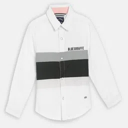 Blue Giraffe Boys White & Black Regular Fit Striped Casual Shirt-image-20