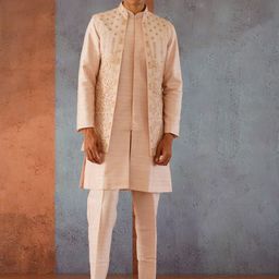 KALPRAAG Sunrise Hand Mirror Embroidered Kurta Set with Dupatta-image-5