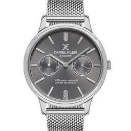 Daniel Klein Exclusive  Women Gunmetal Toned Embellished Dial & Strap Watch DK.1.13229-5-15