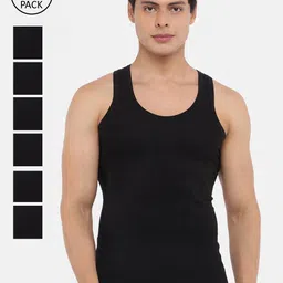 Dollar Bigboss Men Solid Pack of 7 Cotton Vest MBVE-07-HUTCH-BLK-PO7-picture-0