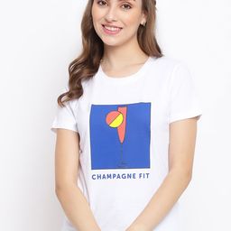 Belliskey Women White & Blue Typography Printed T-shirt-image-96