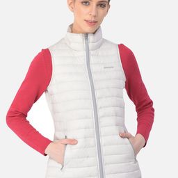 Woodland Women Off White Striped  Quilted Jacket-image-62