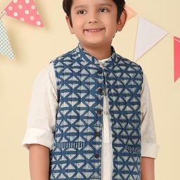 Fabindia Indigo Boys Printed Cotton Nehru Jacket-image-89