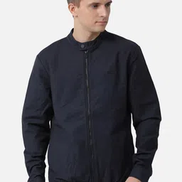 t-base Men Navy Blue Windcheater Tailored Jacket-image-61