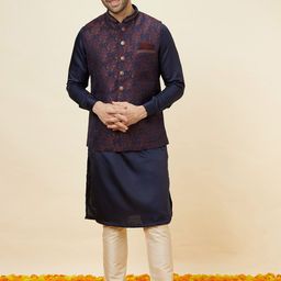 Manyavar Floral Woven Design Nehru Jacket-16