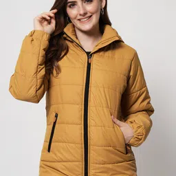 Kotty Women Yellow Longline Quilted Jacket-picture-1