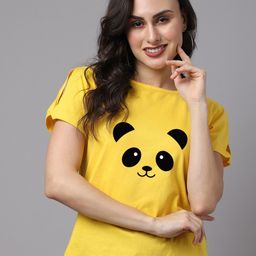 Friskers Yellow Slit Sleeves Pure Cotton Top-image-64