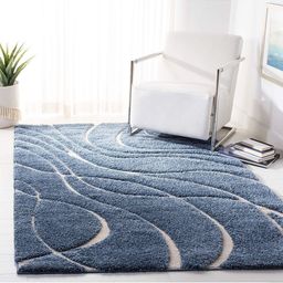IMRA CARPET Blue Abstract Shaggy Carpet-picture-26