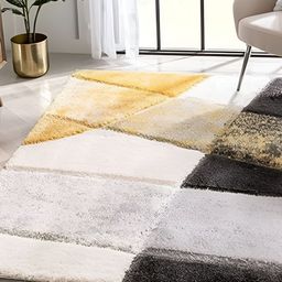 Shopgallery Gold Toned & White Geometric Anti-Skid Carpet-image-12