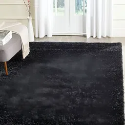 Shopgallery Black Textured Anti Skid Rectangle Shaggy Carpet-image-81