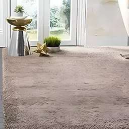 Shopgallery Brown Textured Anti Skid Rectangle Shaggy Carpet-26