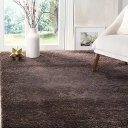 Shopgallery Brown Textured Anti Skid Rectangle Shaggy Carpet-33