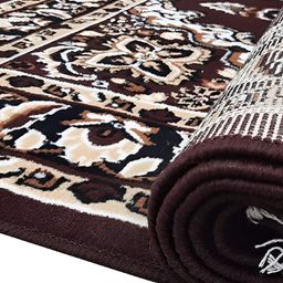 SANA CARPET Brown & white Floral Anti-Skid Polyester Carpet-image-19