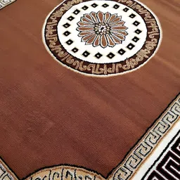 SANA CARPET Brown & White Floral Anti-Skid Polyester Carpet-16
