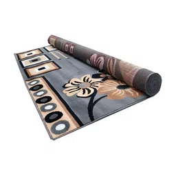 SANA CARPET Grey & black Floral Anti-Skid Polyester Carpet-15