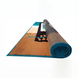 SANA CARPET Brown & Blue Floral Anti-Skid Polyester Carpet-11