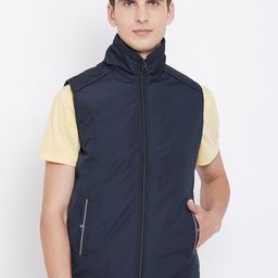 Spirit Men Navy Blue Windcheater Bomber Jacket-image-87
