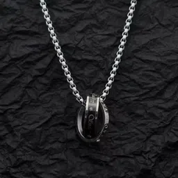 SALTY Silver-Plated Circular Pendant With Chain-image-96