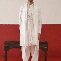 KALPRAAG Ethnic Motifs Mirror Work Embroidered Kurta with Patiala & Dupatta-picture-1