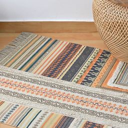 Art Avenue Ermene Green & Orange Printed Cotton Carpet-image-97