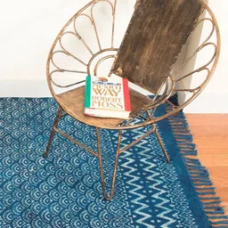 HANDICRAFT PALACE Blue & White Hand Block Printed Cotton Carpet-image-16