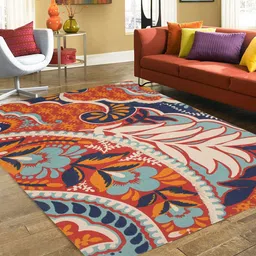 BLANC9 Red & Cream Celina Printed Cotton Carpet-20