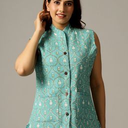 HANDICRAFT PALACE Women Floral Printed Reversible Cotton Tailored Jacket-43
