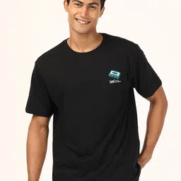Lee Men Black Regular Fit Placement Print T-shirt-picture-13