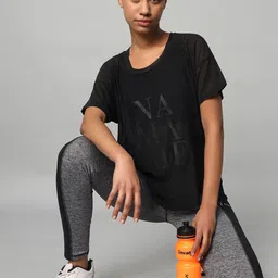 MKH Printed Extended Sleeves Dri-FIT Semi Sheer Relaxed Fit Pockets Sports T-shirt-40