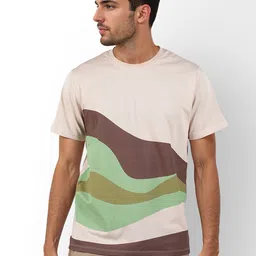 Celio Men Colourblocked Printed Round Neck Cotton T-Shirt-image-37