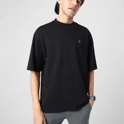 Urbano Fashion Men's Jet Solid Round Neck Oversized Half Sleeve Cotton T-Shirt-picture-17