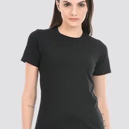 ONEWAY Women Solid Cotton Round Neck T-Shirt-image-2