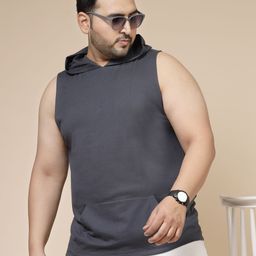 Rigo Plus Size Men Hooded Neck Cotton Slim Fit T-shirt-image-72