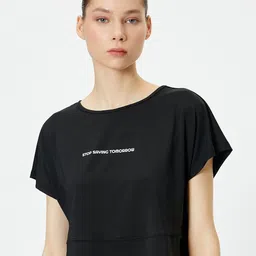 Koton Women V-Neck Pockets T-shirt-image-80