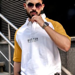 Maniac Men Printed Polo Collar Cotton Oversized Tshirt-image-31