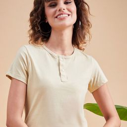 MINT STREET Henley Neck Pure Cotton T-shirt-image-44