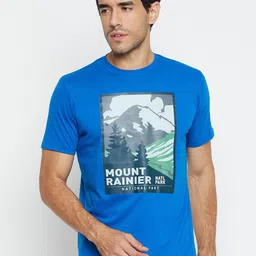 Mast & Harbour Graphic Printed Round Neck Casual Knitted Pure Cotton T-shirt-image-26