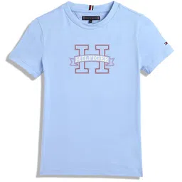 Tommy Hilfiger Boys Typography Printed Round Neck Pure Cotton Casual T-shirt-image-96