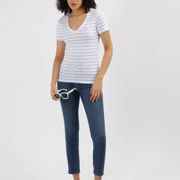 Tommy Hilfiger Women Striped V-Neck Pockets T-shirt-picture-42