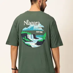 Thomas Scott Graphic Printed Bio Finish Drop-Shoulder Sleeves Cotton T-shirt-image-19