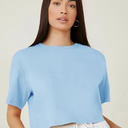 Kotty Round Neck Crop Oversized T-shirt-image-67